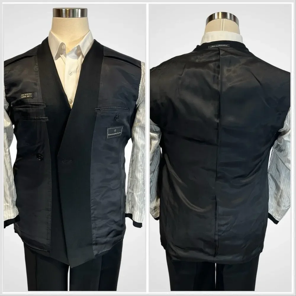 Ermenegildo Zegna Tuxedo 38R 30x30 Black Double Breasted Super 100